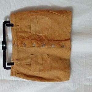 Women's BooHoo Corduroy Mini Skirt 12 Mustard Tan, Preowned